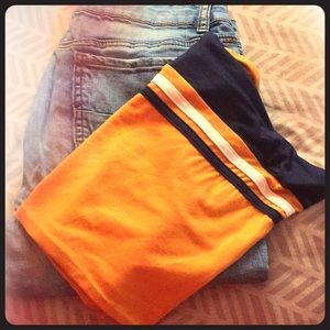 Tube top, w/ boyfriend jeans